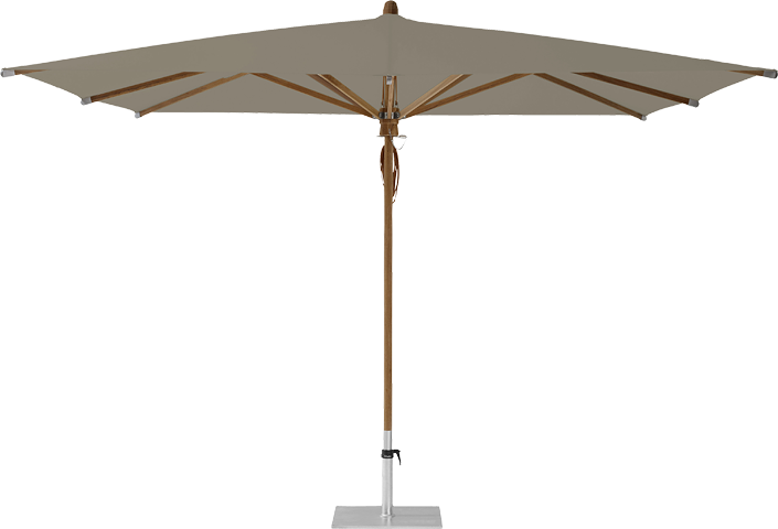 Teakwood parasol vierkant 330 x 330, kleur 461 Taupe
